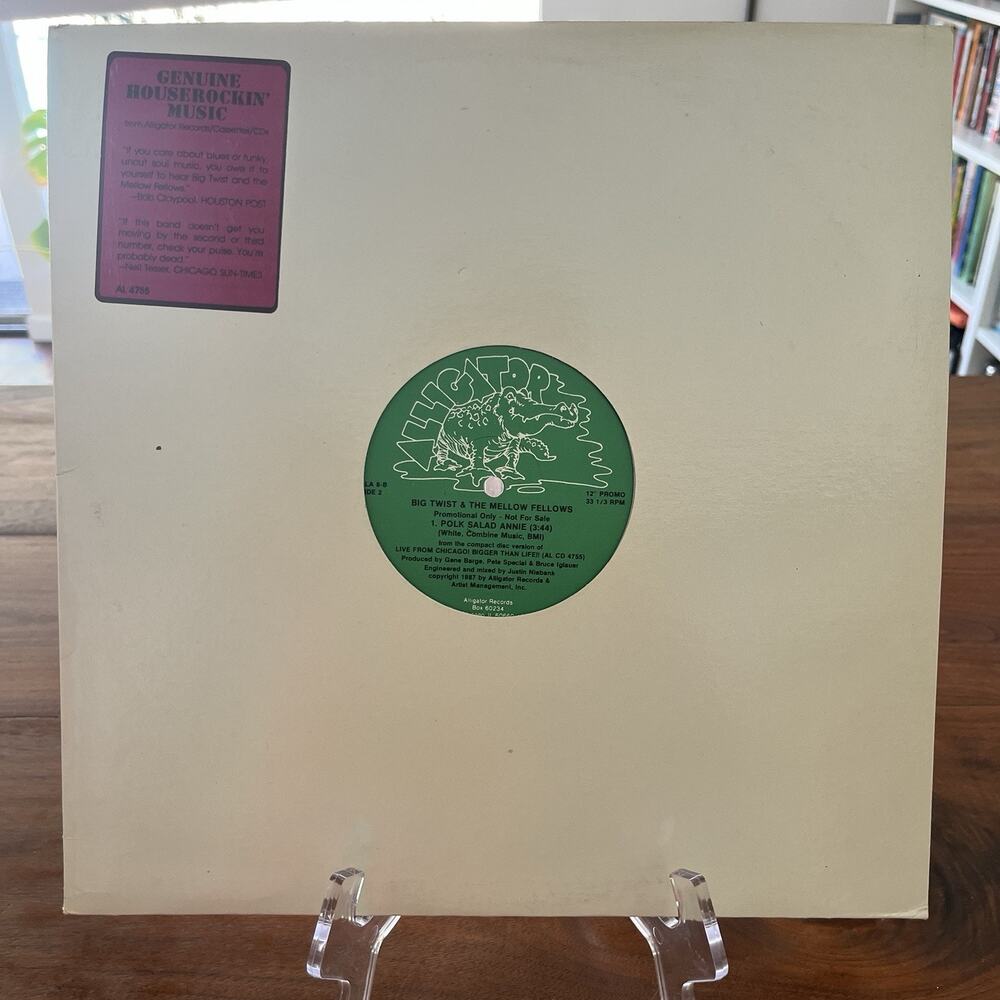 Big Twist & The Mellow Fellows Too Much Barbeque Polk Salad Annie LP 1987 Promo
